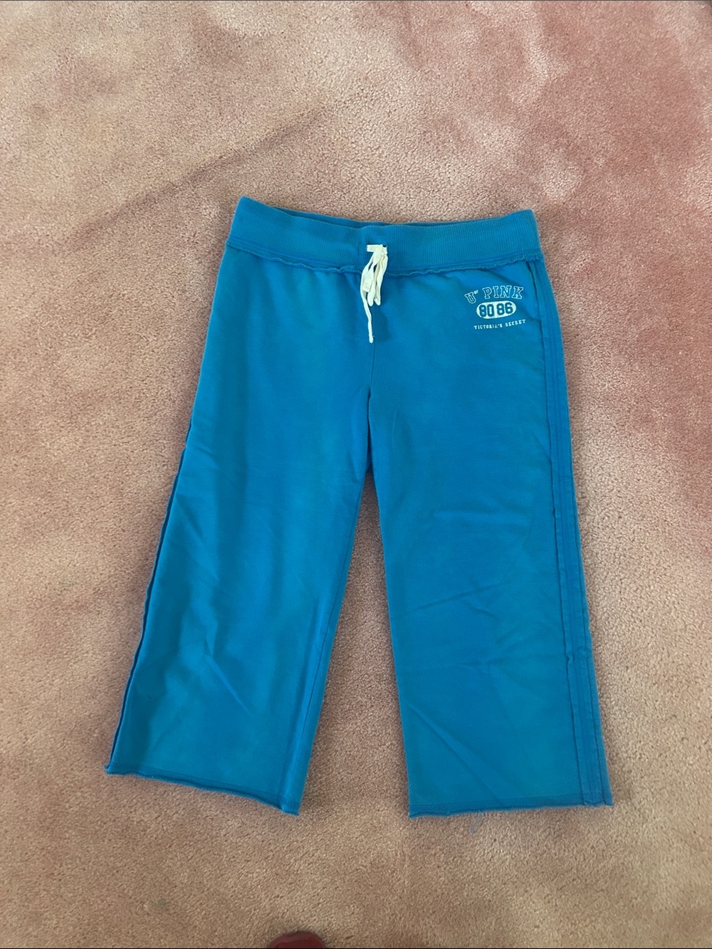 PINK Victoria's Secret Teal Wide-Leg Capris with Drawstring